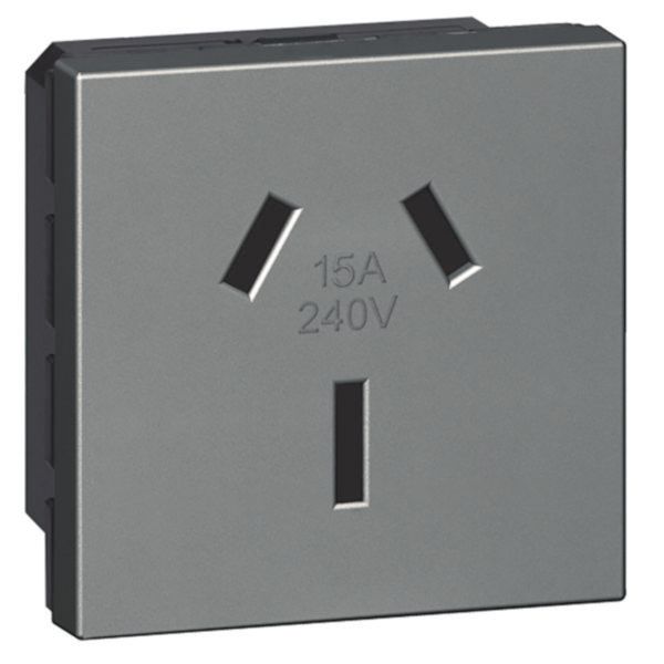 Arteor 2 Pole + Earth 10/15A Australian Type Shuttered Socket Outlet 2 Module Magnesium image 1