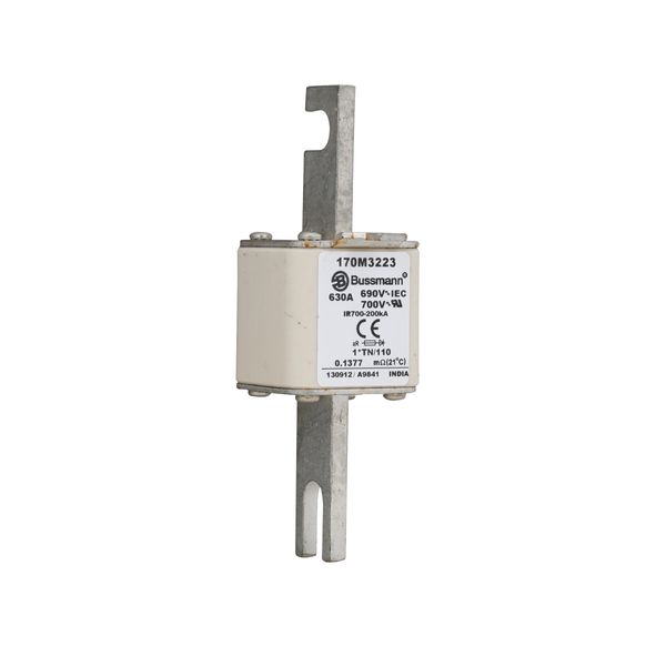 Fuse-link, high speed, 630 A, AC 690 V, compact DIN 1, 45 x 58 x 134 mm, aR, DIN, IEC, single indicator, 80 mm centres image 4