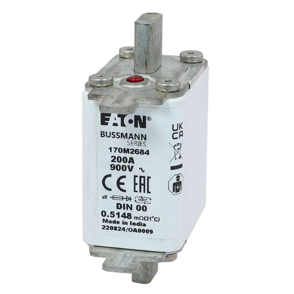 Fuse-link, high speed, 200 A, AC 900 V, DIN 00, aR, DIN, IEC, single indicator image 5