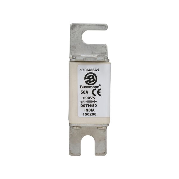 Fuse-link, high speed, 50 A, AC 690 V, DIN 00, 30 x 67 x 100 mm, gR, DIN, IEC, single indicator image 8