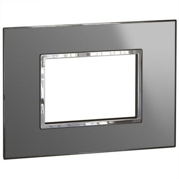 Arteor™ - Italian / US standard plate square version 3 modules - Reflective Metal - Stainless Steel image 1