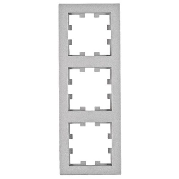 Three gang frame, Design CUBIC, silver image 1