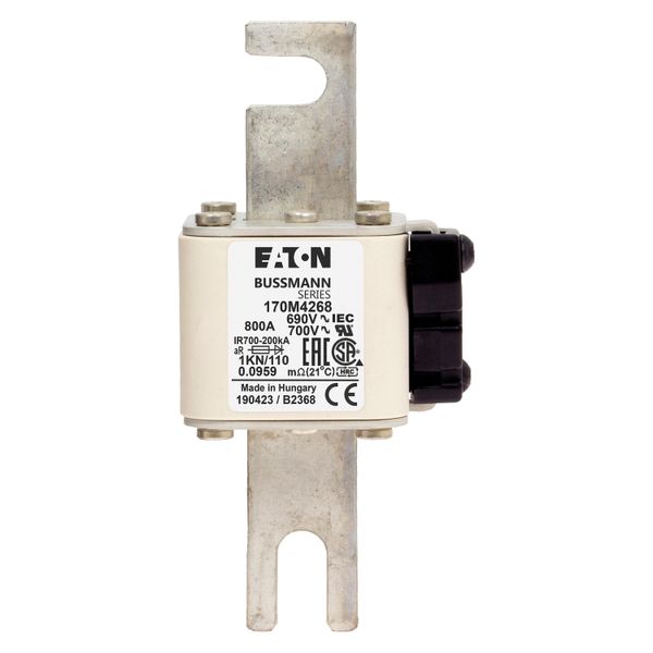 Fuse-link, high speed, 800 A, AC 690 V, DIN 1, 53 x 69 x 138 mm, aR, DIN, IEC, single indicator image 18