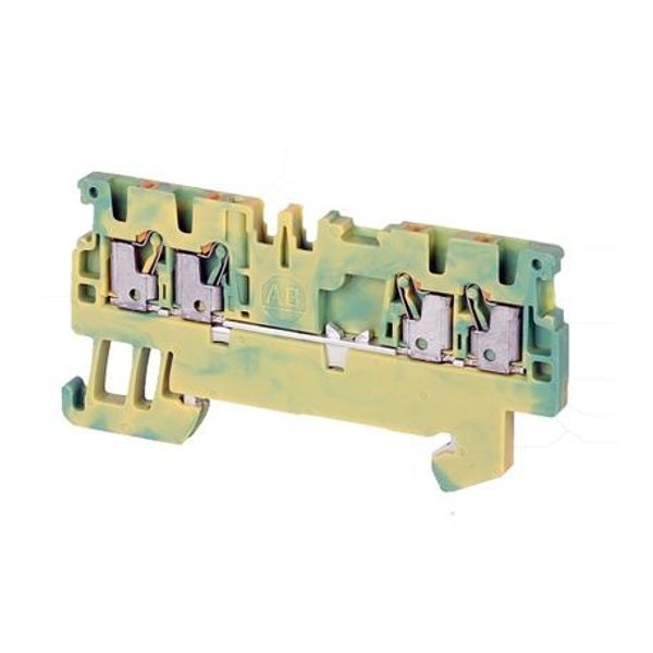 Allen-Bradley 1492-PG2Q 1492-P Push-in Terminal Blocks, 1.5 mm² ( AWG 26 - AWG 14), Grounding Block, Single Level, 2 Points On One Side, 2 Points On Other Side image 1