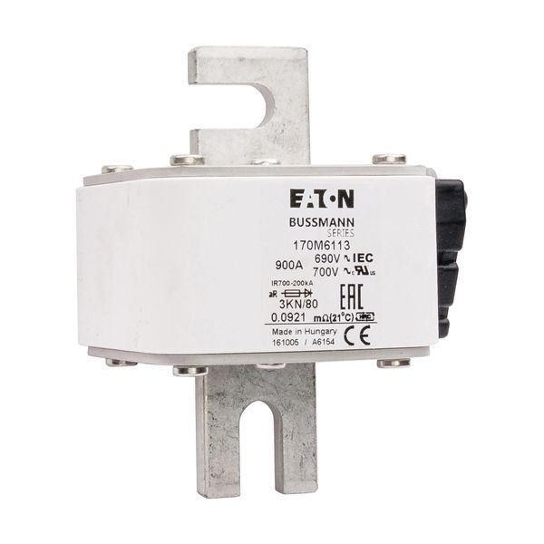 Fuse-link, high speed, 900 A, AC 690 V, DIN 3, 76 x 92 x 109 mm, aR, DIN, IEC, single indicator image 14