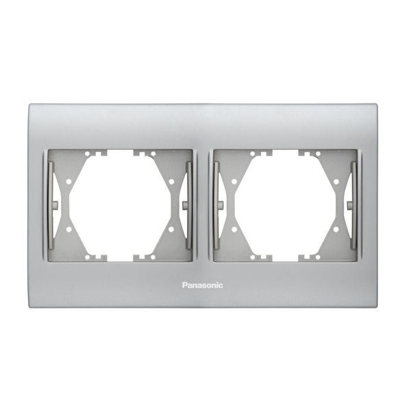 Thea Blu Accessory Chrome Matt + White Two Gang Flush Mounted Frame image 1