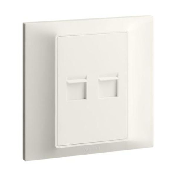 Belanko S 1 gang Euro face plate double keystone adaptor - Ivory image 1