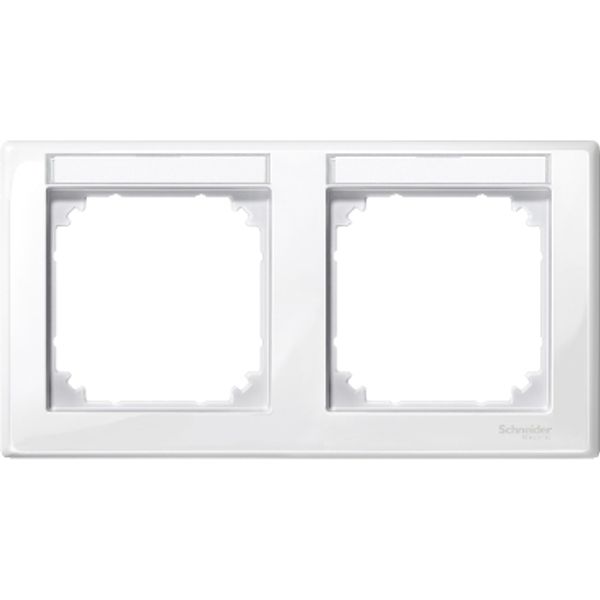 M-Smart frame, 2-gng w. label.bracket, horizontal installation, pol.wht., glossy image 2