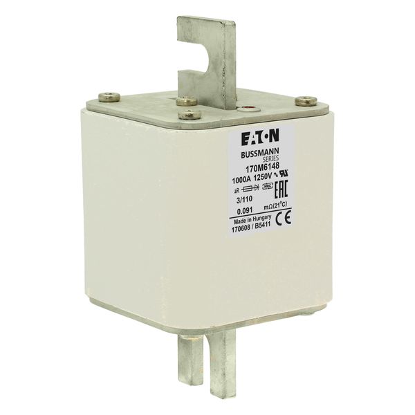 Fuse-link, high speed, 1000 A, AC 1250 V, size 3, 76 x 90 x 139 mm, aR, DIN, IEC, single indicator image 10