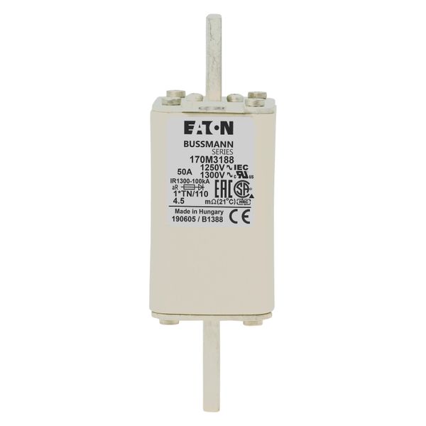 Fuse-link, high speed, 50 A, AC 1250 V, compact size 1, 45 x 58 x 138 mm, aR, DIN, IEC, type T indicator image 7