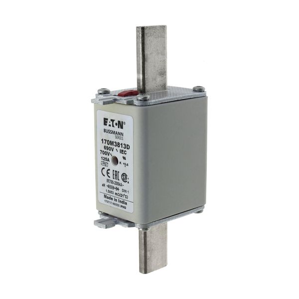 Fuse-link, high speed, 125 A, AC 690 V, DIN 1, aR, DIN, IEC, dual indicator, live gripping lugs image 4