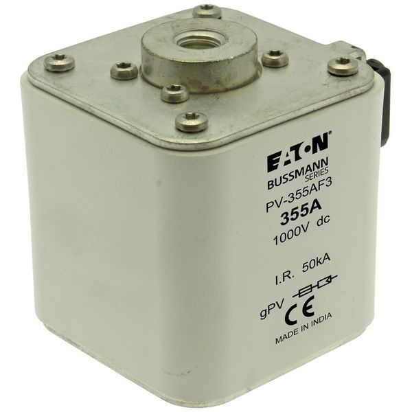 Fuse-link, high speed, 355 A, DC 1000 V, size 3, 76 x 92 x 91 mm, gPV, IEC, UL, single indicator image 8