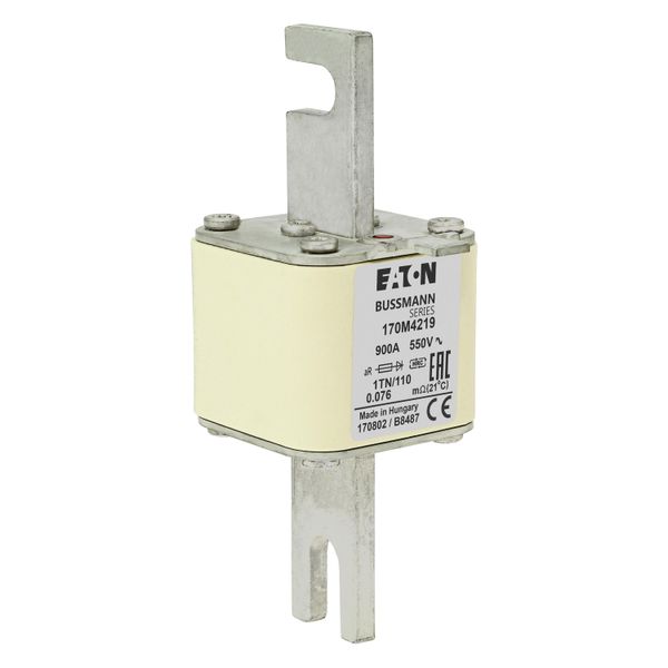 Fuse-link, high speed, 900 A, AC 550 V, DIN 1, 53 x 69 x 108 mm, aR, DIN, IEC, single indicator image 10