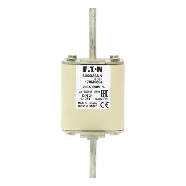 Fuse-link, high speed, 200 A, AC 690 V, compact DIN 2, 55 x 71 x 150 mm, aR, DIN, IEC, single indicator image 8