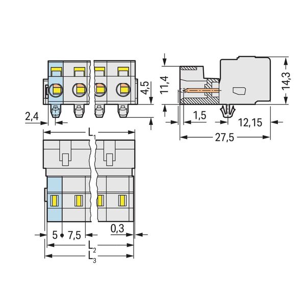 1-conductor male connector CAGE CLAMP® 2.5 mm² light gray image 2