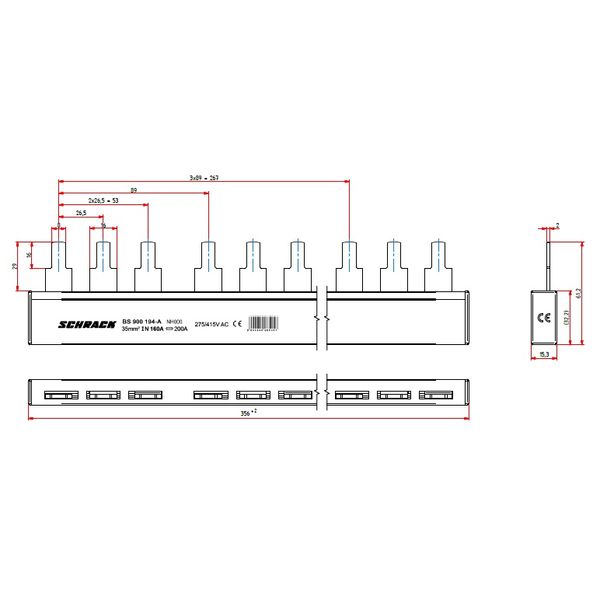 ARROW II-busbar 4xC00 for 3-pole fuse switch image 2