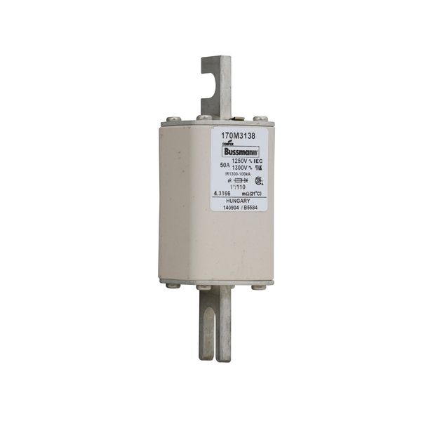 Fuse-link, high speed, 50 A, AC 1250 V, compact size 1, 45 x 45 x 138 mm, aR, DIN, IEC, single indicator image 9