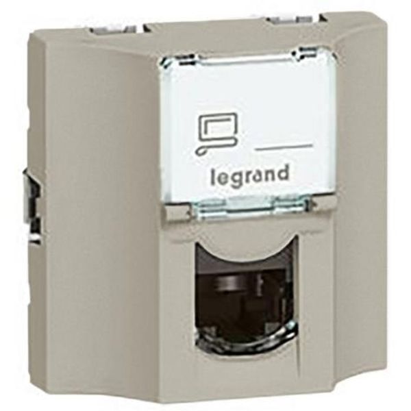 Arteor™ - RJ45 feedthrough socket Category 5e UTP rear pluggable 2 modules Champagne image 1