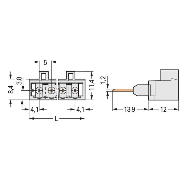 Male connector for rail-mount terminal blocks 1.2 x 1.2 mm pins straig image 3