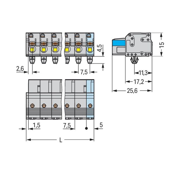 1-conductor female connector push-button Push-in CAGE CLAMP® light gra image 5