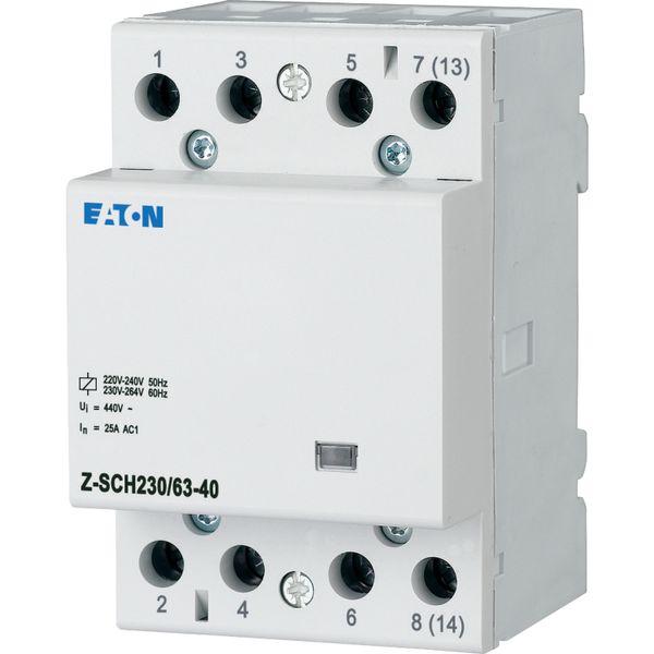 Installation contactor, 230VAC/50Hz, 4N/O, 63A, 3HP image 4