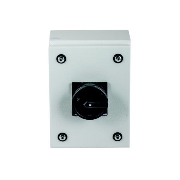 Main switch, P1, 25 A, surface mounting, 3 pole + N, STOP function, With black rotary handle and locking ring, Lockable in the 0 (Off) position, in st image 2