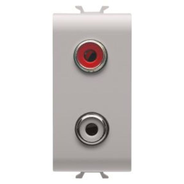 AUDIO AND VIDEO SOCKET -  DOUBLE RCA - 1 MODULE - NATURAL SATIN BEIGE - CHORUSMART image 1