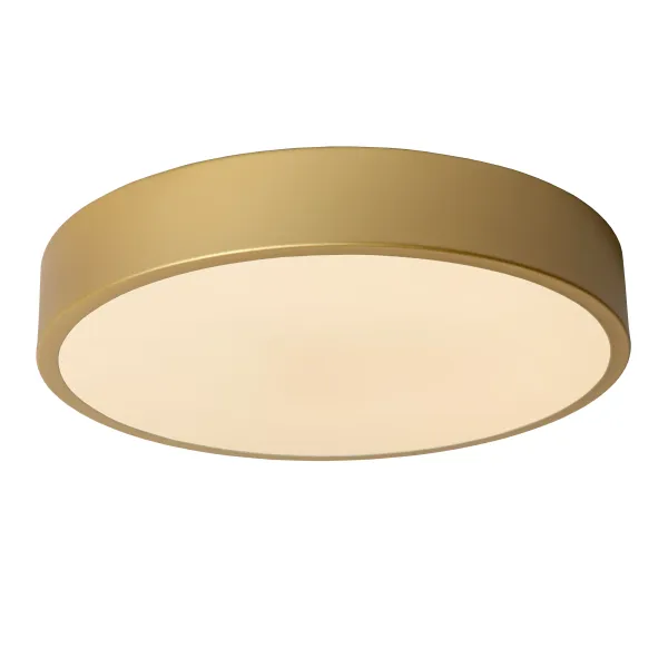 Lucide UNAR - Flush ceiling light - Ø 30 cm - LED Dim. - 1x18W 2700K - 3 StepDim - Matt Gold / Brass image 1