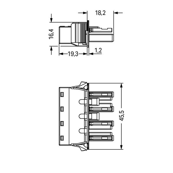 Snap-in socket with protruding mating face 4-pole white image 3