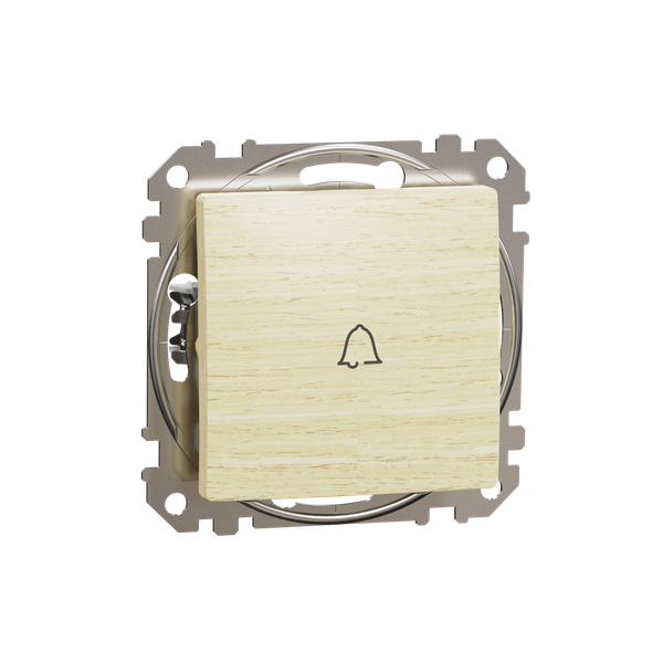 Sedna Design & Elements, 1-way Push-Button 10A Bell Symbol, professional, wood birch image 5
