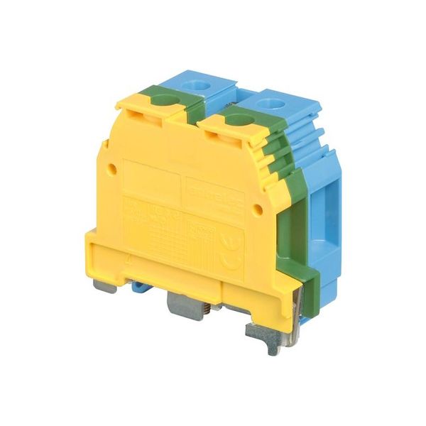 M16/12,PE,N, SCREW CLAMP TERMINAL BLOCK, GREEN, YELLOW, BLUE, GROUND, 24X49X40.5MM image 1