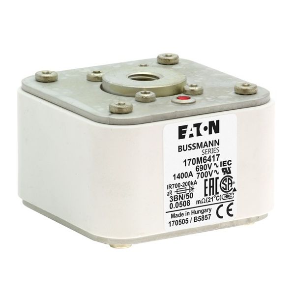 Fuse-link, high speed, 1250 A, AC 1250 V, 2 x size 3, 74 x 177 x 95 mm, aR, IEC, single indicator image 5