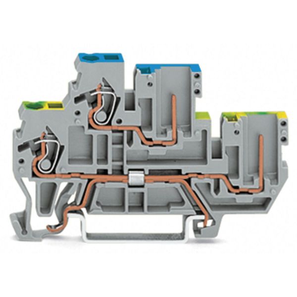 1-conductor/1-pin double deck receptacle terminal block Ground conduct image 1