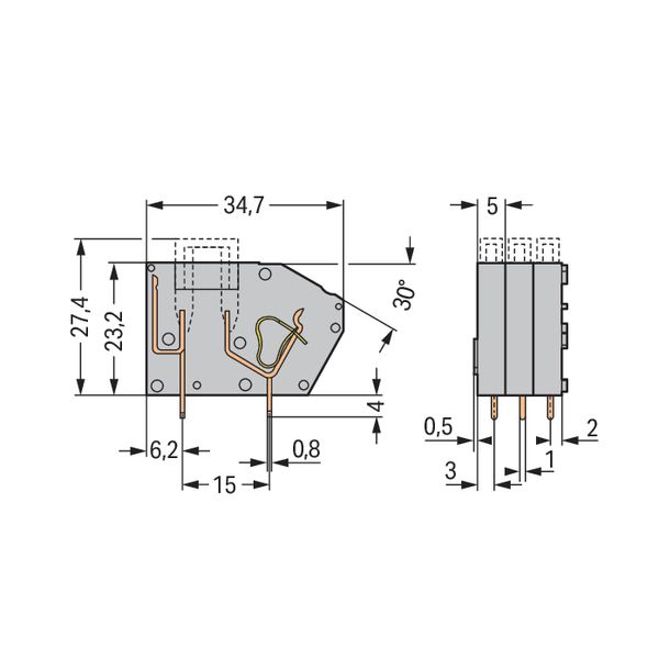 Stackable PCB terminal block with fuse mounting 2.5 mm² gray image 4