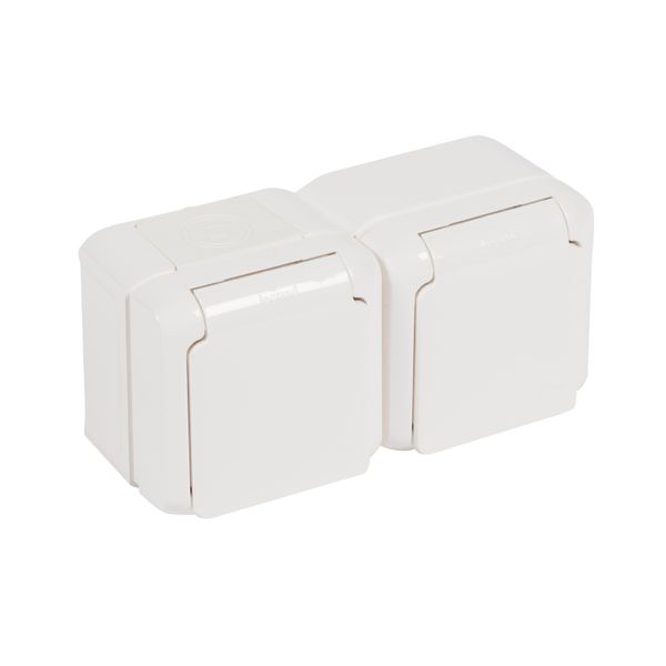 2 x 2P+E French std socket outlet Forix - surface mounting - 16 A-250 V~ - white image 1