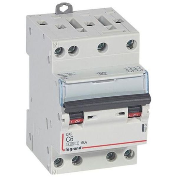 Circuit breaker DX³4500 6kA high inlet and low outlet via screw terminal - four-pole 400V~ 6A curve C - 3 modules image 1