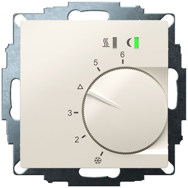 UP room controller, RAL1013 glossy 55x55, 5-30C, AC 230V, triac output, switchable 5 actuators each 3W, change-over input, TA 3.5K, LED displays image 2