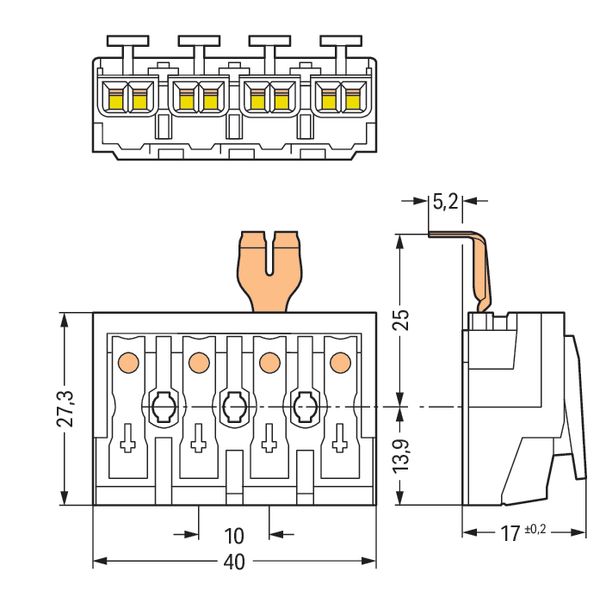 Lighting connector push-button, external with snap-in ground contact w image 5