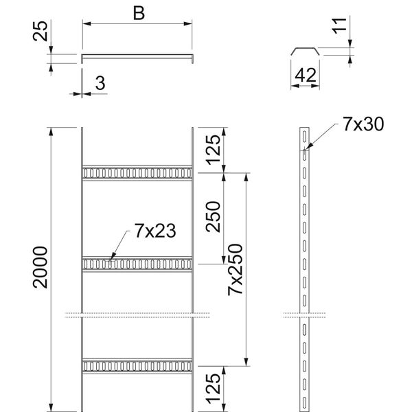 SL 42 150 FT Cable ladder, shipbuilding with trapezoidal rung 25x156x2000 image 2