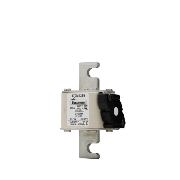 Fuse-link, high speed, 250 A, AC 690 V, size 1, 53 x 69 x 111 mm, aR, IEC, type K indicator image 5