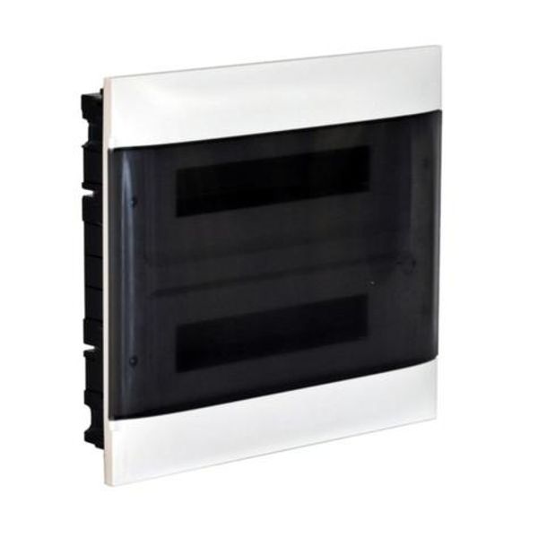 2X12 module recessed box - Smoked door - Without terminal block - Masonry wall image 1