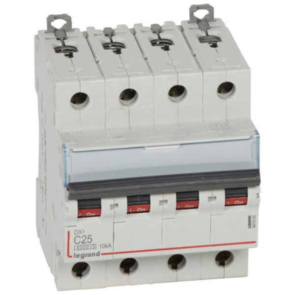 DX³6000 10kA high inlet and low outlet screw circuit breaker 4P 400V~ - 25A - curve C - for traditional HX³ comb image 1