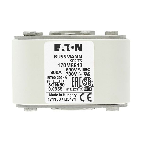 Fuse-link, high speed, 900 A, AC 690 V, size 3, 76 x 92 x 53 mm, aR, IEC, UL, single indicator image 21