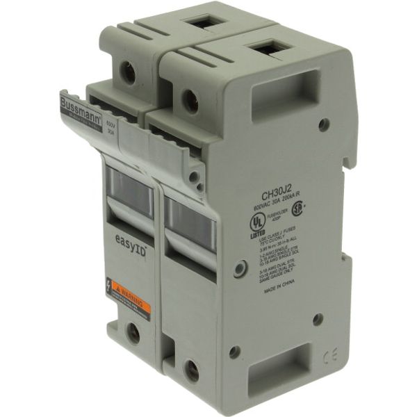 Fuse-holder, low voltage, 30 A, AC 600 V, DC 600 V, UL Class J, 65 x 72 x 117 mm, 2P, UL, CSA image 1