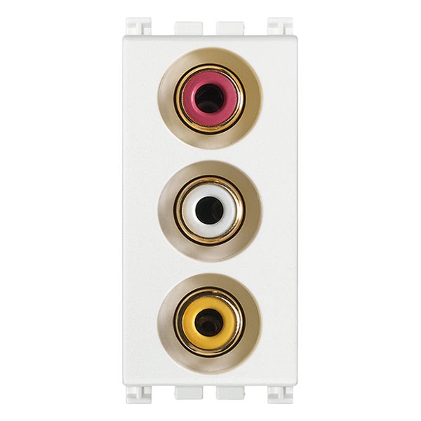 Socket with 3 RCA connector white image 1