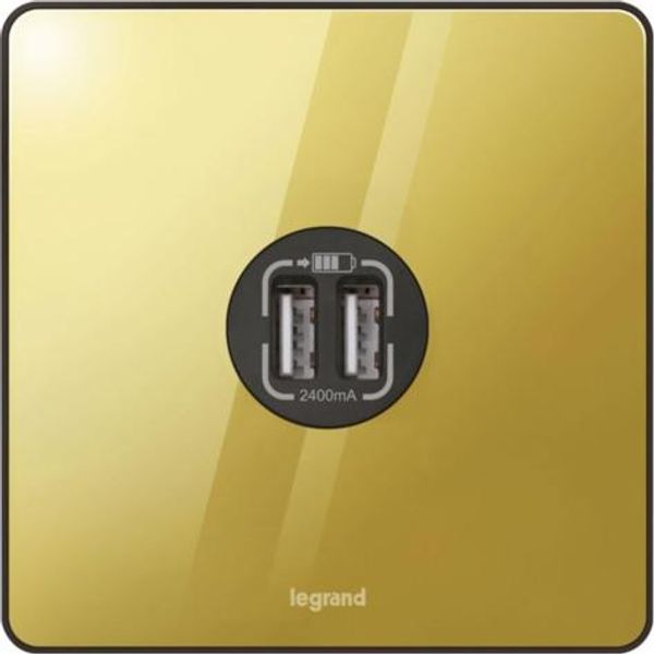 Synergy™ Sleek - Double USB charger type A Glossy gold image 1