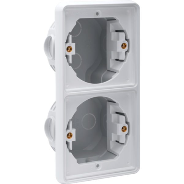 Splashproof double vertical flush-mounting box for two functions, grey image 1