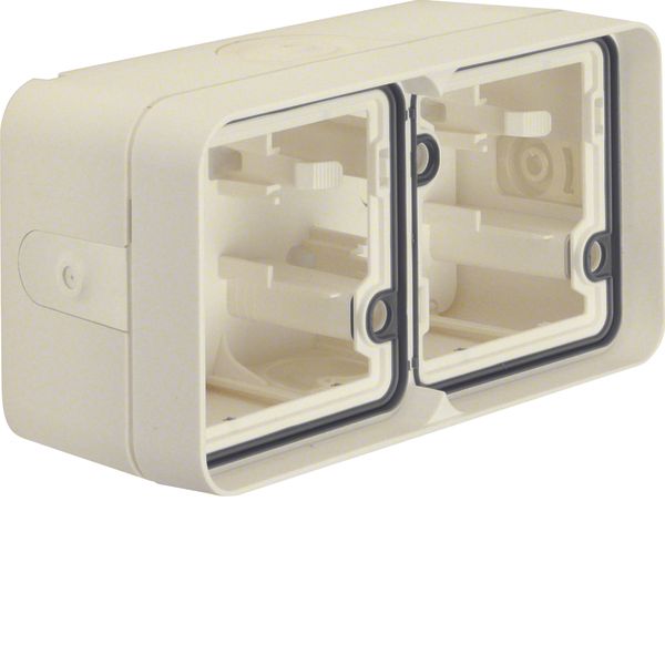 Surface-mounted lower casing 2gang horizontal, w. frame, 4 cable entri image 1