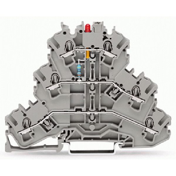 Component terminal block triple-deck LED (red) gray image 1