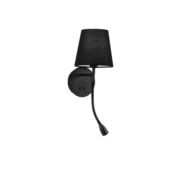 Black Metal   Black Fabric Shade  Switch On/Off  LED 3 Watt 3000K 180Lm  LED E14 1x5 Watt 230 Volt  IP20 Bulb Excluded  L:19 W: 16 H: 30 cm Adjustable image 1